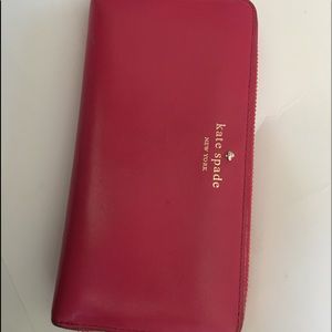 KATE SPADE HOT PINK LEATHER CHECKBOOK SIZE WALLET